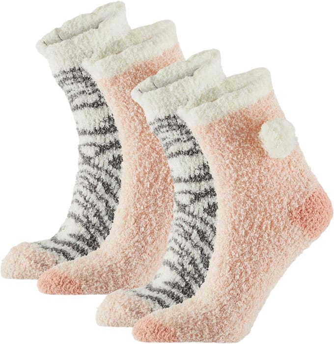 Apollo Kindersokken - 2 pack - roze - maat 36/41 - pluche - warm
