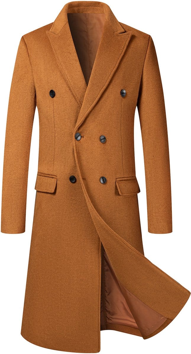 ALLTHEMEN Heren Wollen Dikke Coat - Slim Fit Overgangsjas - XL