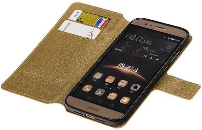 Cross Pattern Bookstyle Wallet Case Hoesje Geschikt voor Huawei G8 Goud