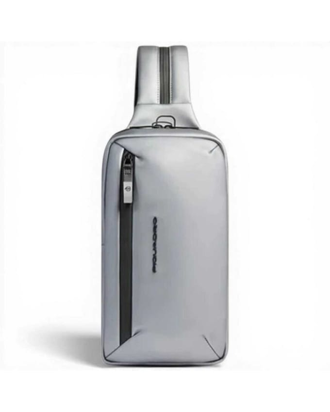 Piquadro Monospalla C2ow Unisex Melange Grey met iPad®mini Deur en Regenbescherming