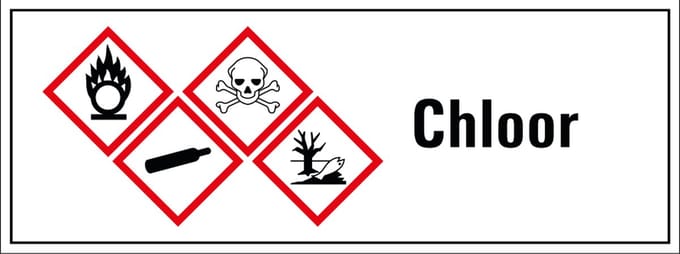 Chloor GHS tekststicker 400 x 150 mm