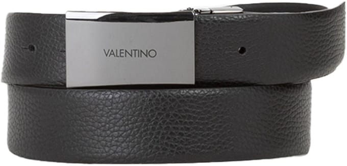 VALENTINO Leren riem Premium Plaque Buckle Belt W125 Nero zwart
