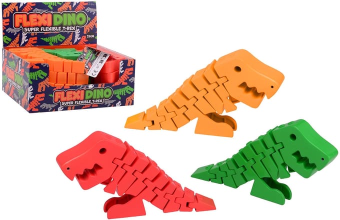 Johntoy dinosaurus speelgoed flexibele T-Rex 21 cm multicolor.