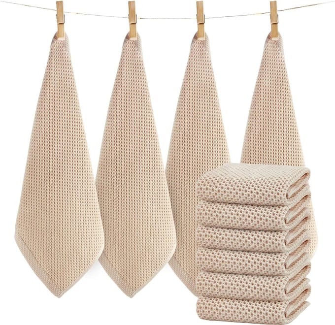 Theedoeken keuken katoen set van 6 beige