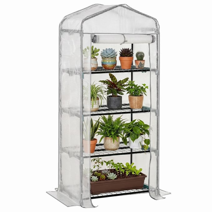 Outsunny Kas-PE, metaal-70L x 50B x 160H cm-Wit