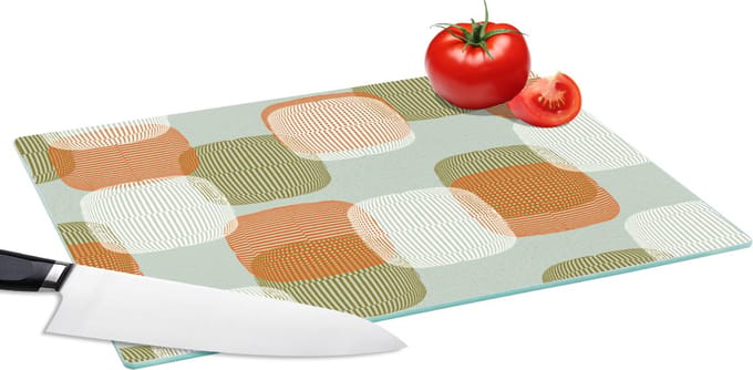 Glazen Snijplank - 39x28 - Retro - Patroon - Pastel - Snijplanken Glas