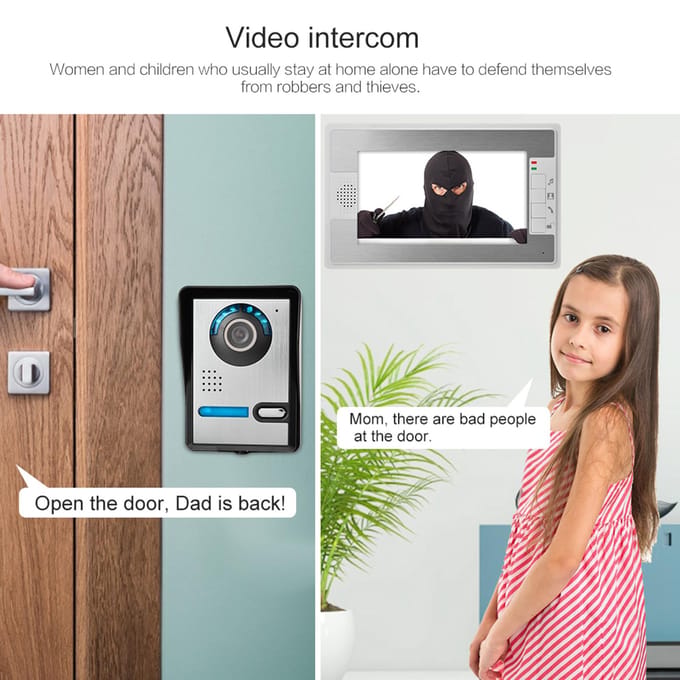 7 inch Bekabeld Kleurenscherm Infrarood Nachtzicht Waterdicht Visueel Intercom Deurbel Kit