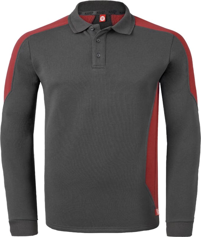 HAVEP Polosweater Bicolor 10075 - Charcoal/Rood - M