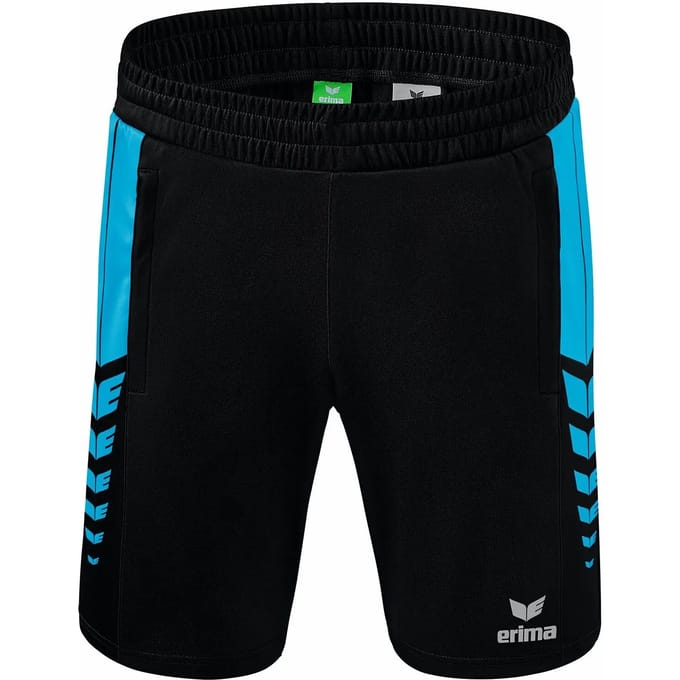 Erima Six Wings Worker Short Kinderen - Curaçao / Zwart | Maat: 164