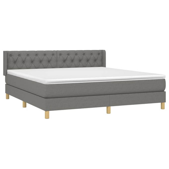 vidaXL - Boxspring - met - matras - stof - donkergrijs - 160x200 - cm