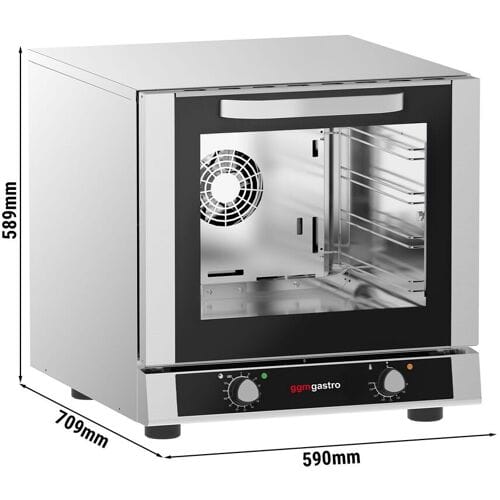 GGM Gastro Elektrisch Heteluchtoven - Analoog - 4x 429x345mm - incl. 4 bakplaten 429x345mm - met wateraansluiting zilver