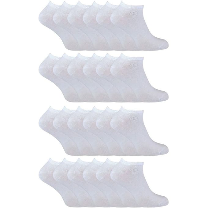 24 Pack Multipack Katoenen Trainer Sokken voor Jongens en Meisjes