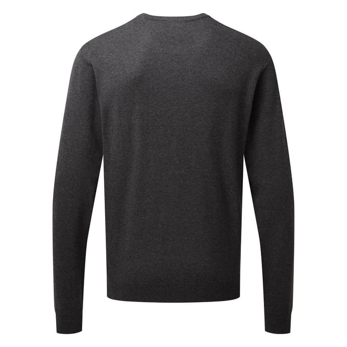 Premier Heren gebreid katoenen crew neck sweatshirt (Houtskool)