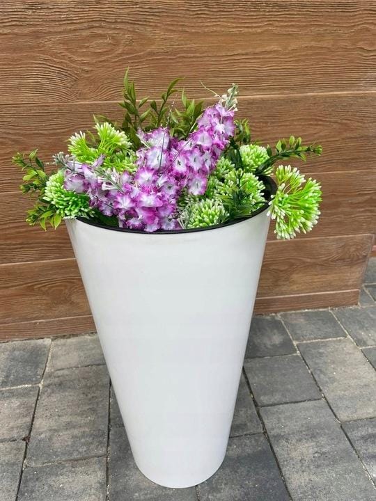 Bloempot Buiten Hoog Rond Tubus Slim Shine 25cm WIT Prosperplast