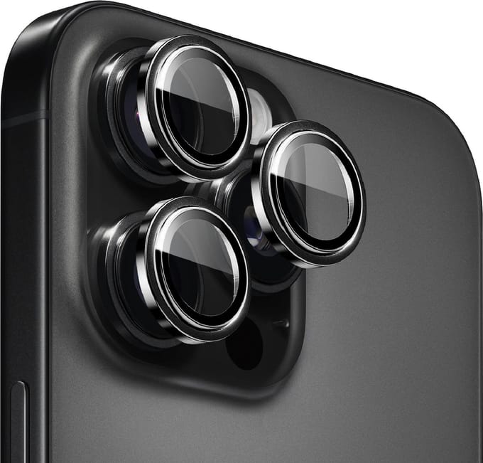 iPhone 16 Pro / 16 Pro Max Camera Lens Screen Protector Zwart - Screenprotector - Camera Protector iPhone 16 Pro