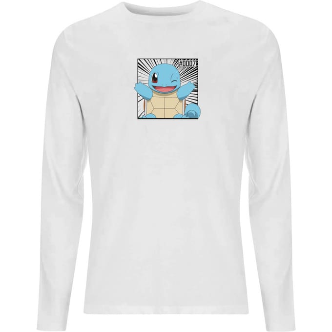 Pokémon Pokédex Squirtle #0007 Men's Long Sleeve T-Shirt - White - M