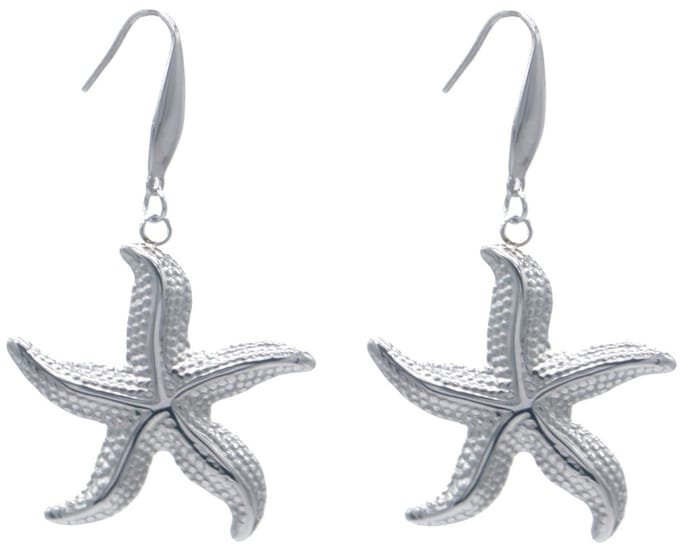 Dames Oorbellen – RVS – Zeester Design – Zilverkleurig – 5cm – Elegant & Speels
