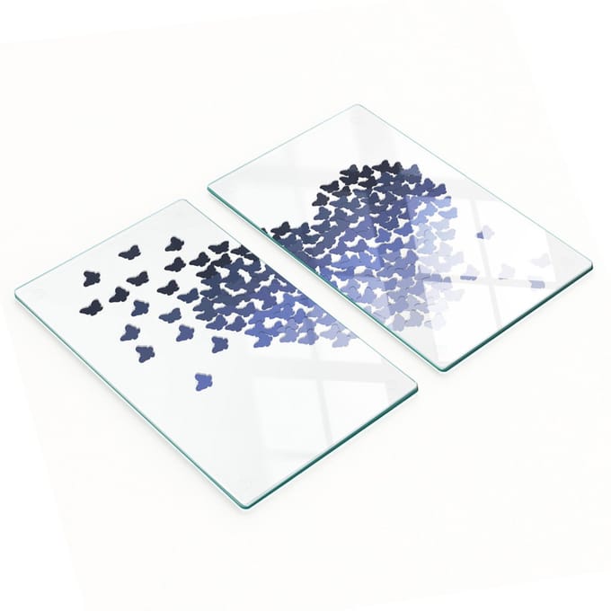 Decoratieve snijplanken van gehard glas met vlinders en hartjes, 2x30x52 cm