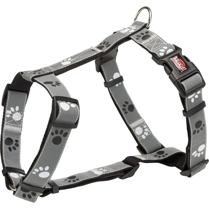 Trixie Zilver Reflect H-harness XS-S: 30-40 cm/15 mm black/silver Grijs