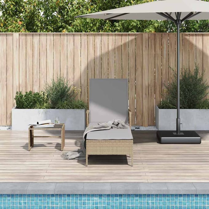 vidaXL Ligstoel Beige en Lichtgrijs 200 x 55 x 92 cm poly rattan