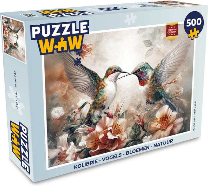 Puzzel Kolibrie - Vogels - Bloemen - Natuur - Legpuzzel - Puzzel 500 stukjes
