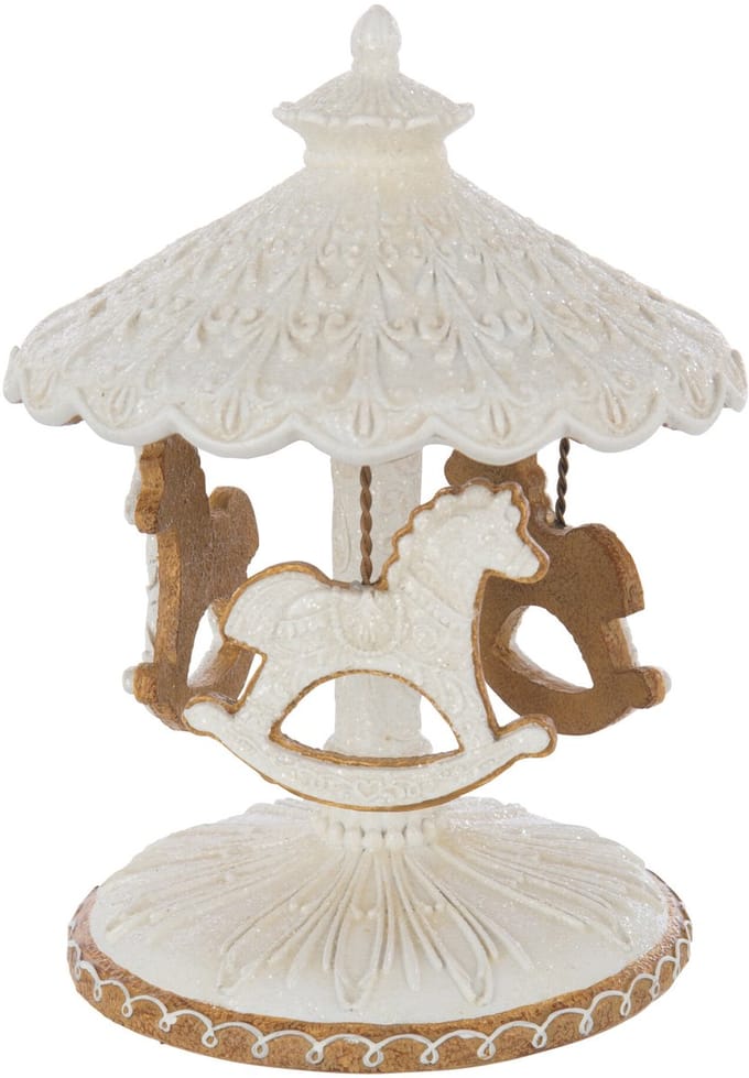J-Line decoratie Draaimolen Peperkoek - polyresin - beige/wit