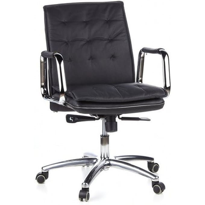 hjh office Villa 10 - Bureaustoel - Nappaleder - Zwart