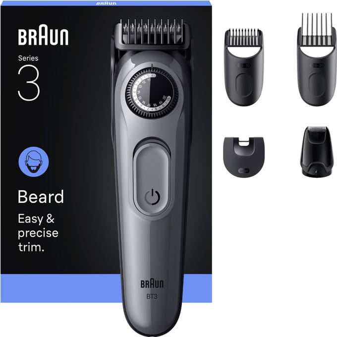 Braun Baardtrimmer Series 3 BT3560 +5 Tools - Scherp Scheerblad - 40 Lengtes - Grijs
