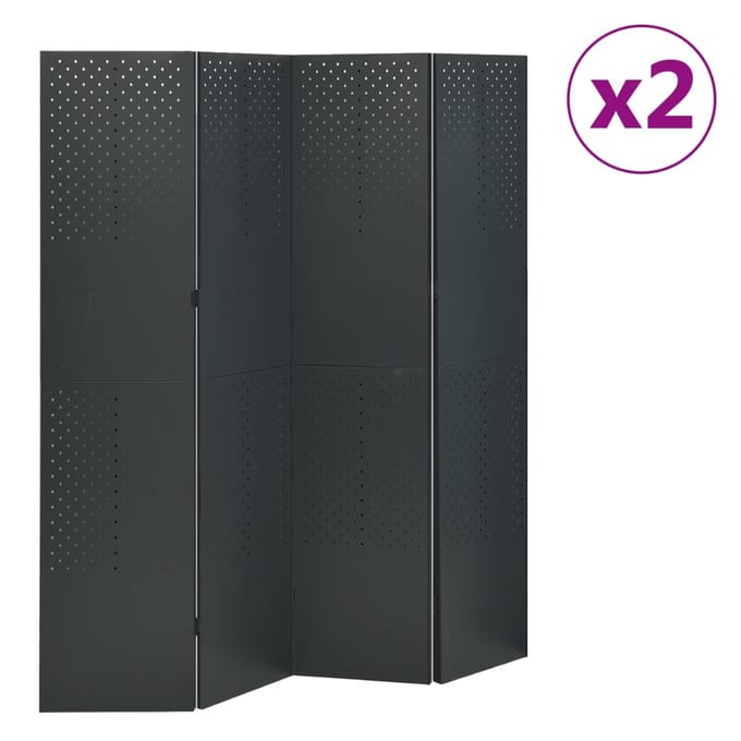 vidaXL - Kamerschermen - 2 - st - met - 4 - panelen - 160x180 - cm - staal - antraciet