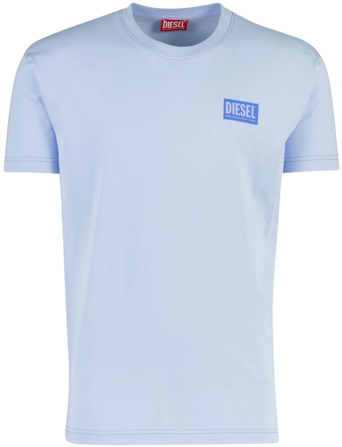 T-shirt Diesel lichtblauw normale fit ronde hals