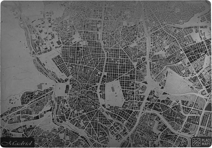 Place Maps Placemat Stadskaart Brussel - Kunstleer - Leigrijs - 1 Stuk