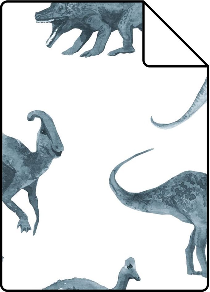 Proefstaal ESTAhome behang dinosaurussen donkerblauw - 26.5 x 21 cm - 131201-S