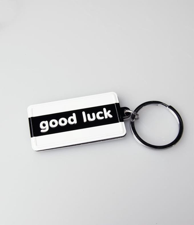Paper Dreams Sleutelhanger Good Luck 13,5 X 4,5 Cm Zwart/wit