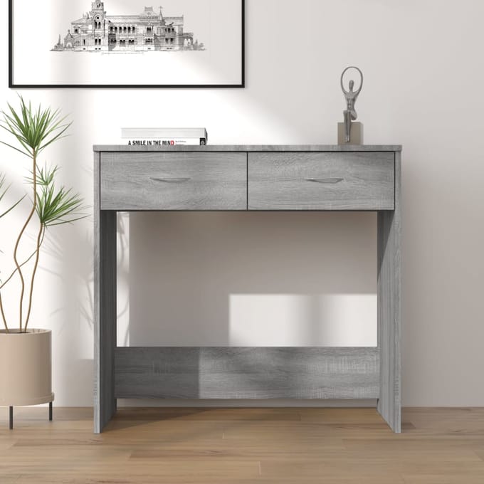 vidaXL - Bureau - 80x40x75 - cm - bewerkt - hout - grijs - sonoma - eikenkleurig