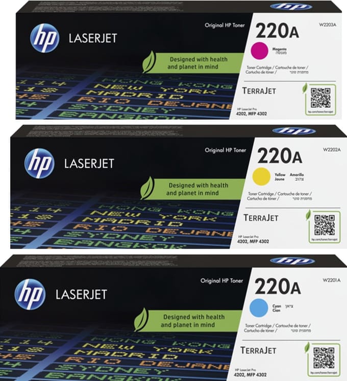 HP 220A - Tonercartridge - Origineel - Standaard Capaciteit - Rainbowkit - Cyaan/Magenta/Geel