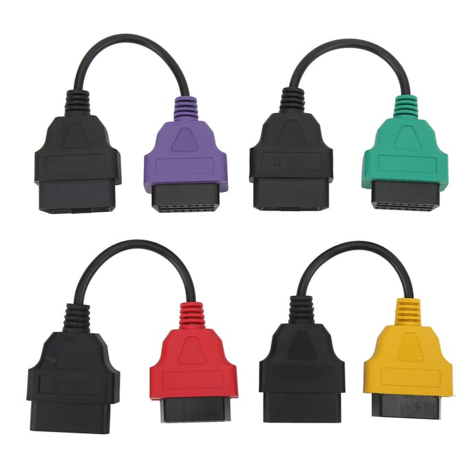 4pcs Câble Adaptateur Scanner OBD2 Câble de Diagnostic Scan ECU Remplacement pour Scanner ECU Fiat black