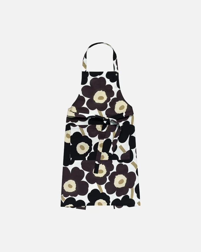 Marimekko - Pieni Unikko Apron - Zwart/beige/wit