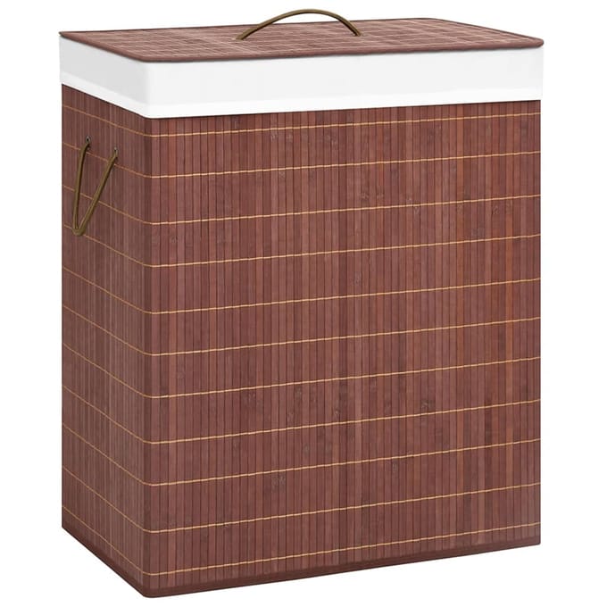 vidaXL - Wasmand - met - 2 - vakken - 100 - L - bamboe - bruin