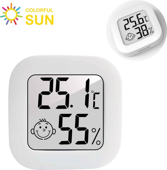 Thermo Hygrometer Thermometer - Luchtvochtigheidsmeter - Digitale Thermo Meter - Met uitschakelknop - voor Binnen - Wit