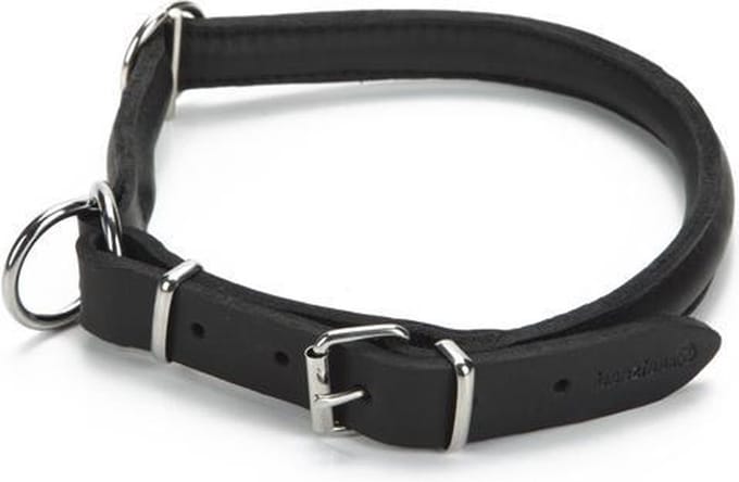 Beeztees leren halsband Djenga. Zwart. 52 cm.