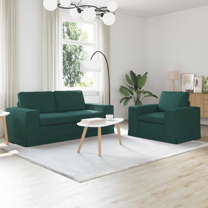 vidaXL Bankstel 2 pcs Donkergroen 182 x 80 x 82 cm Stof