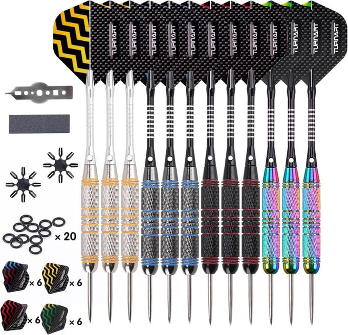 Professionele Darts Set met 12 Flights, 12 Aluminium Schachten en 20 Rubberringen