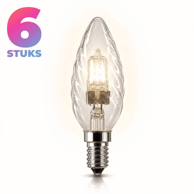 6x Kaarslamp Halogeenlamp E14 - 30W - Warm Wit Licht (2700K) - 407 lm - 2 jaar - Dimbaar