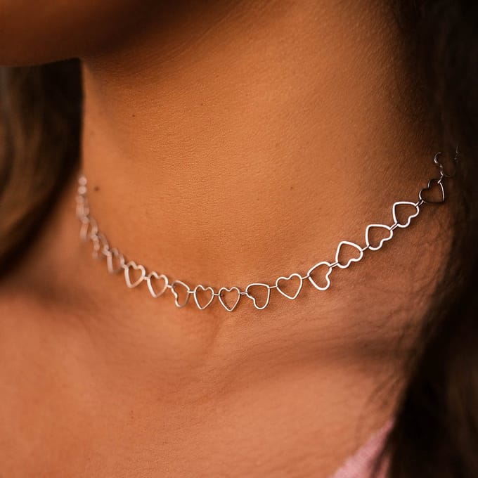 Pura Vida- HEART CHAIN CHOKER- zilver