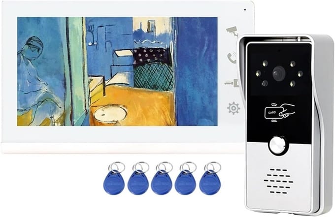 Video Deurtelefoon Systeem - Intercom Systeem - Huis Beveiliging - RFID Ontgrendeling - 7 Inch Binnenmonitor - Wit