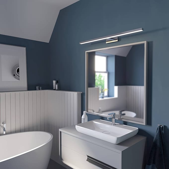 Lindby LED spiegellamp Jukka, 90 cm, chroom, metaal, IP44