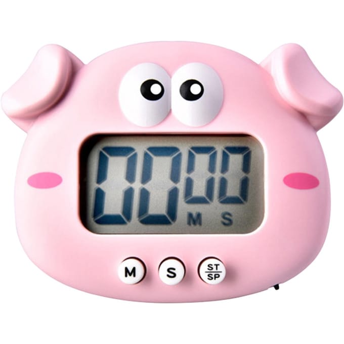 Digitale keukentimer Leuke dierentimer met sterke magneet Achterkantstandaard Luid alarm Groot scherm Type 4(Pig) roze