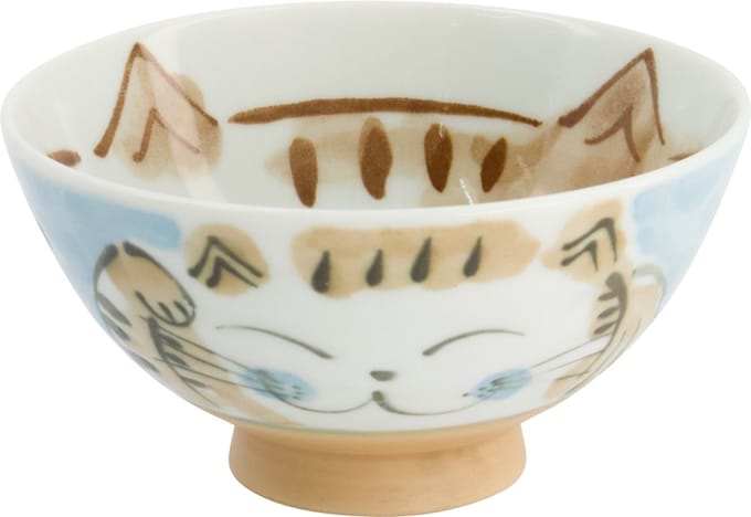 Tokyo Design Studio – Kawaii Fuku Cat Neko Rijstkom – Blauw – Ø 11,6 cm – 300 ml – Porselein