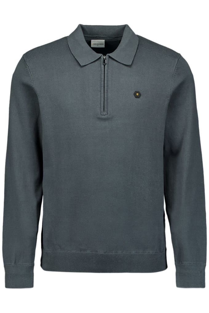 No Excess Pullover Polo Half Zipper Solid Knit Dark Steel Größe: M | Poloshirts Outlet | Herren
