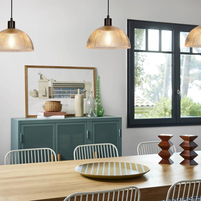 COREP Hanglamp Duomo, transparant/zwart, Ø 25 cm, glas